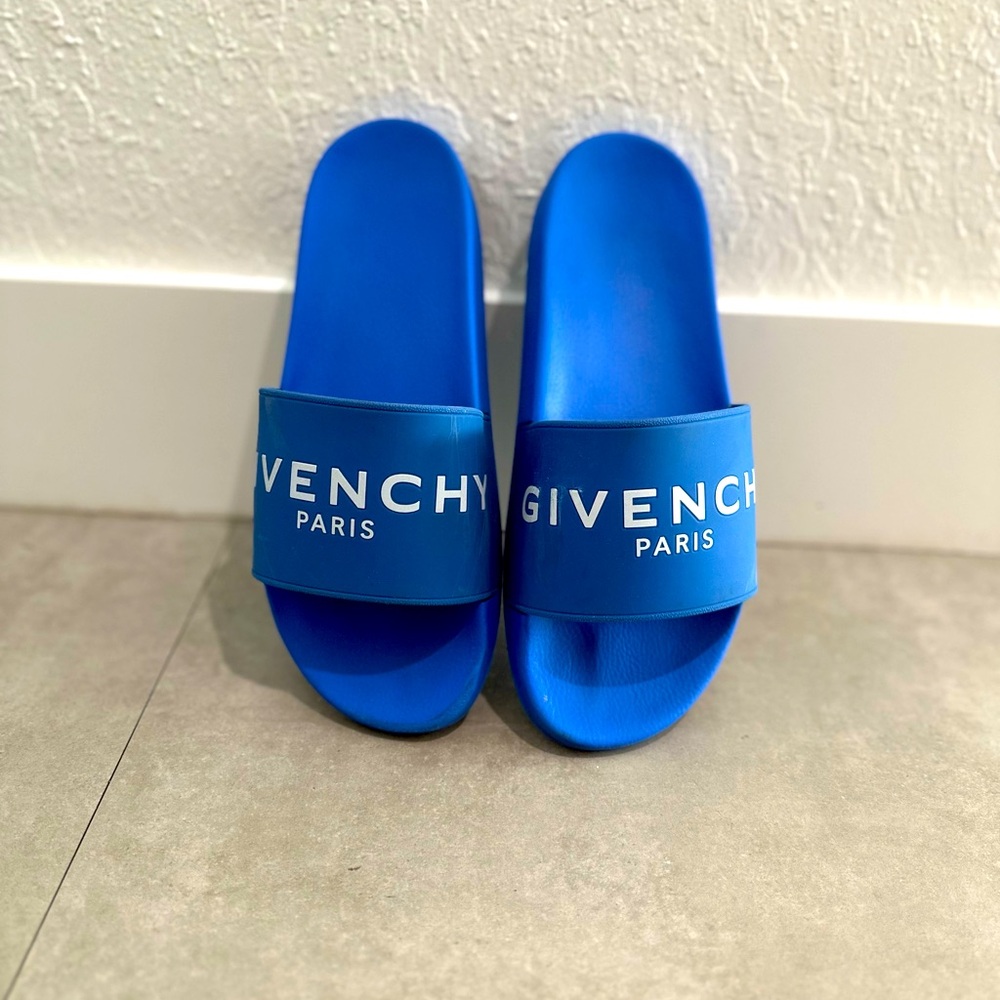 BLUE GIVENCHY SLIDES